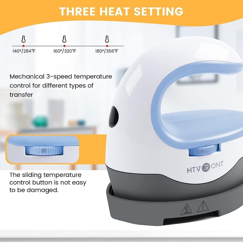 HTVRONT Mini Heat Press - White & Light Blue